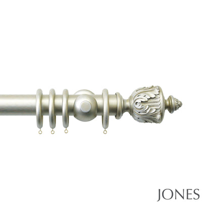 Jones Grande Acanthus 63mm Wooden Curtain Pole - Champagne Silver
