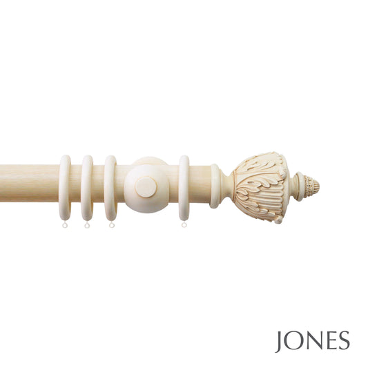 Jones Grande Acanthus 63mm Wooden Curtain Pole - Ivory
