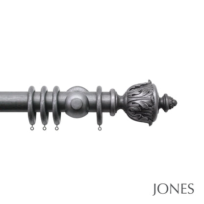 Jones Grande Acanthus 63mm Wooden Curtain Pole - Pewter