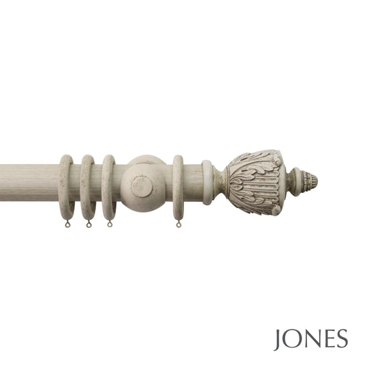Jones Grande Acanthus 63mm Wooden Curtain Pole - Putty