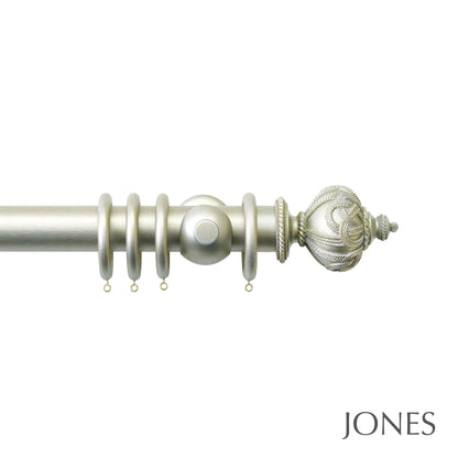 Jones Grande Rope 63mm Wooden Curtain Pole - Champagne Silver