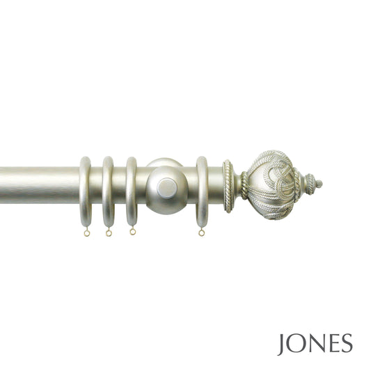 Jones Grande Rope 63mm Wooden Curtain Pole - Champagne Silver