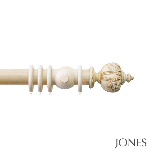 Jones Grande Rope 63mm Wooden Curtain Pole - Ivory