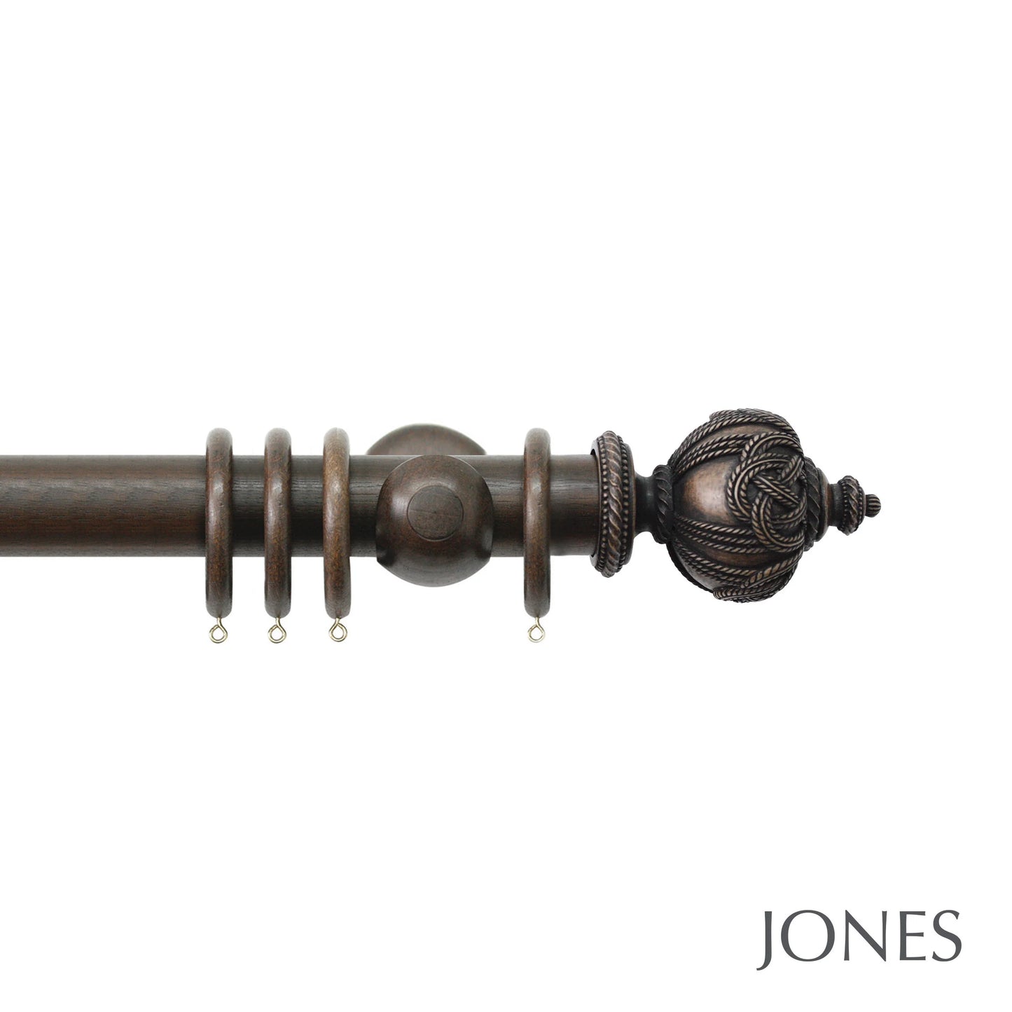 Jones Grande Rope 63mm Wooden Curtain Pole - Oak