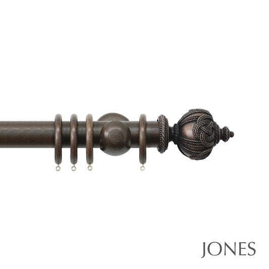 Jones Grande Rope 63mm Wooden Curtain Pole - Oak