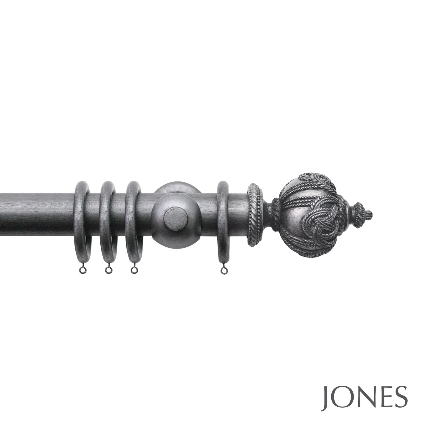 Jones Grande Rope 63mm Wooden Curtain Pole - Pewter
