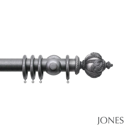 Jones Grande Rope 63mm Wooden Curtain Pole - Pewter