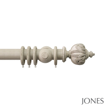 Jones Grande Rope 63mm Wooden Curtain Pole - Putty