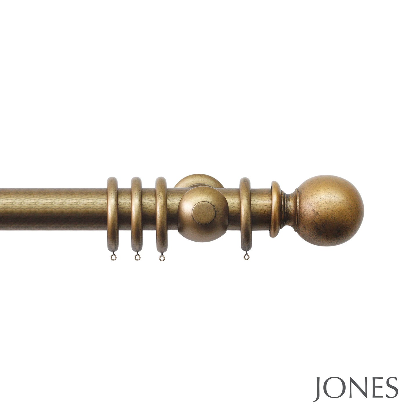 Jones Grande Ball 63mm Wooden Curtain Pole - Antique Gold