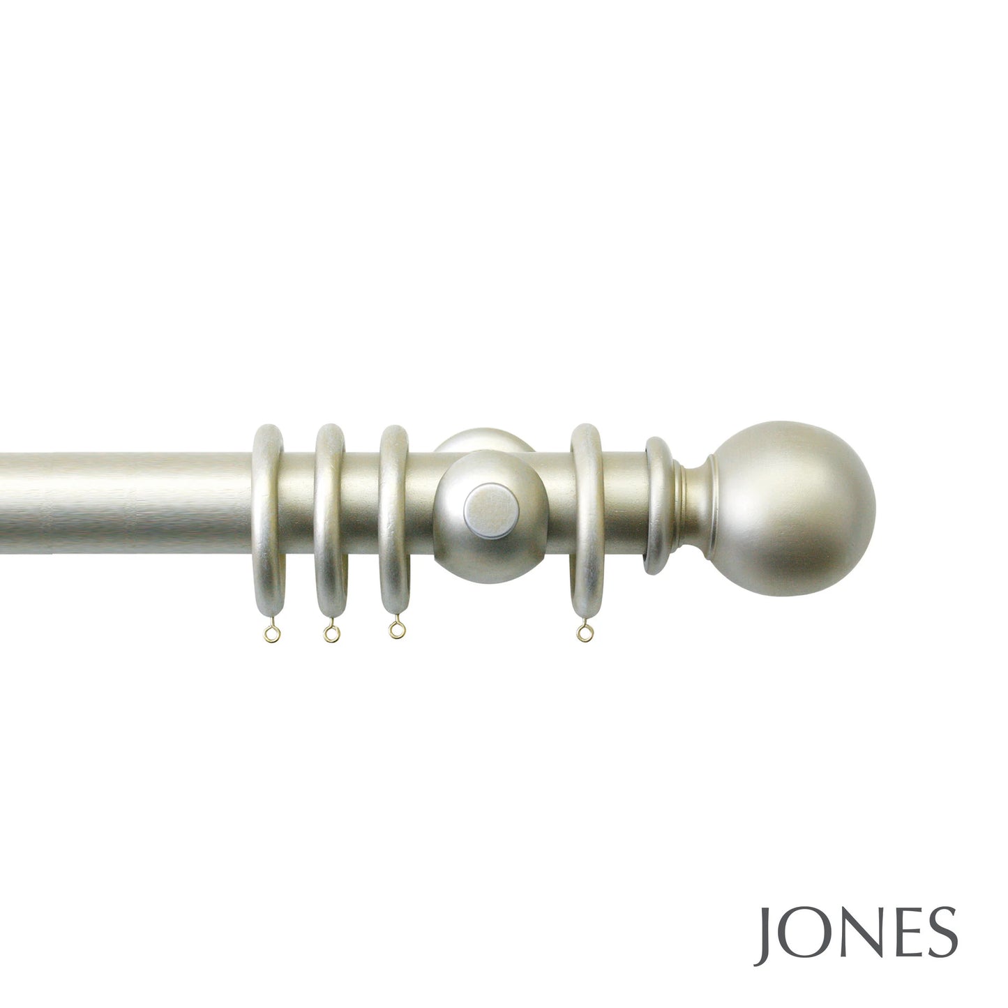Jones Grande Ball 63mm Wooden Curtain Pole - Champagne Silver