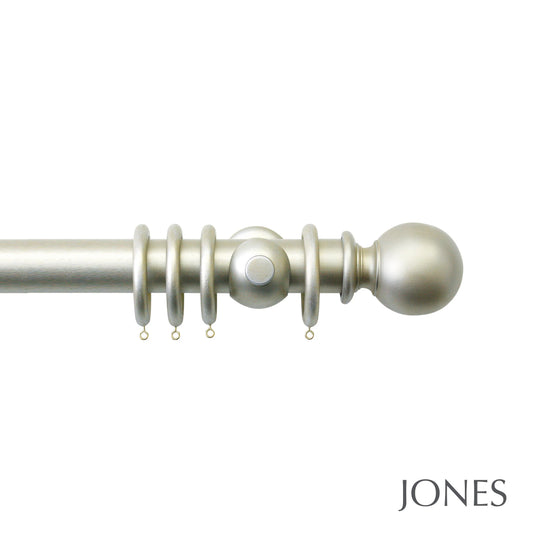 Jones Grande Ball 63mm Wooden Curtain Pole - Champagne Silver