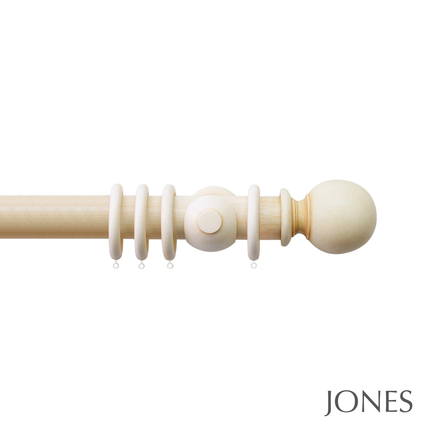 Jones Grande Ball 63mm Wooden Curtain Pole - Ivory