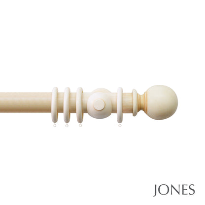Jones Grande Ball 63mm Wooden Curtain Pole - Ivory
