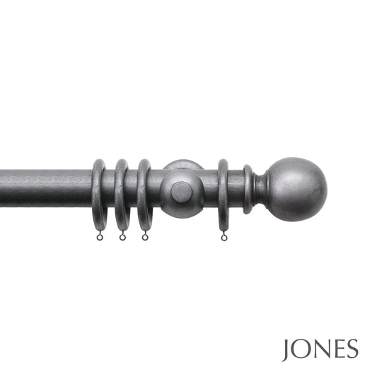Jones Grande Ball 63mm Wooden Curtain Pole - Pewter