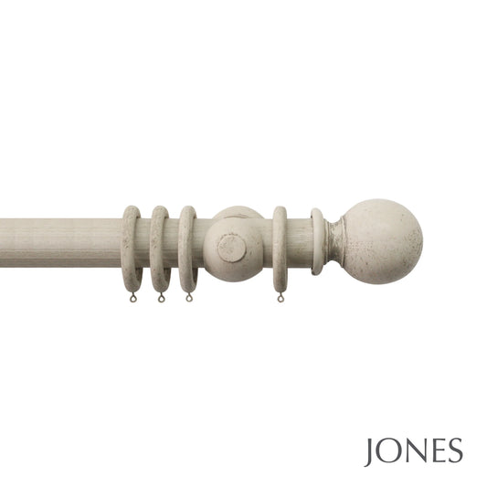 Jones Grande Ball 63mm Wooden Curtain Pole - Putty