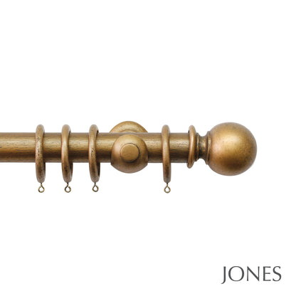 Jones Hardwick Ball 40mm Wooden Curtain Pole - Antique Gold