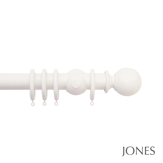 Jones Hardwick Ball 40mm Wooden Curtain Pole - Cotton