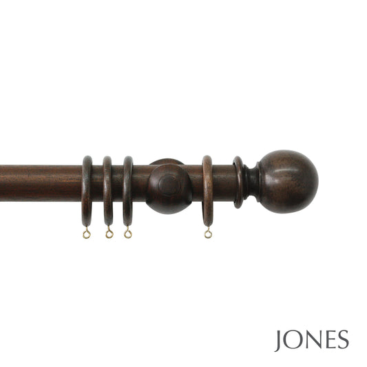 Jones Hardwick Ball 40mm Wooden Curtain Pole - Oak