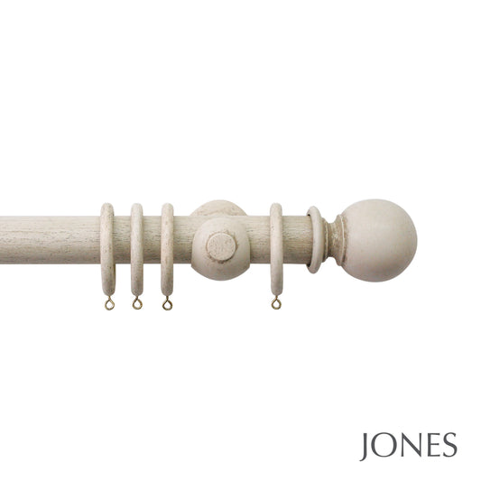 Jones Hardwick Ball 40mm Wooden Curtain Pole - Putty