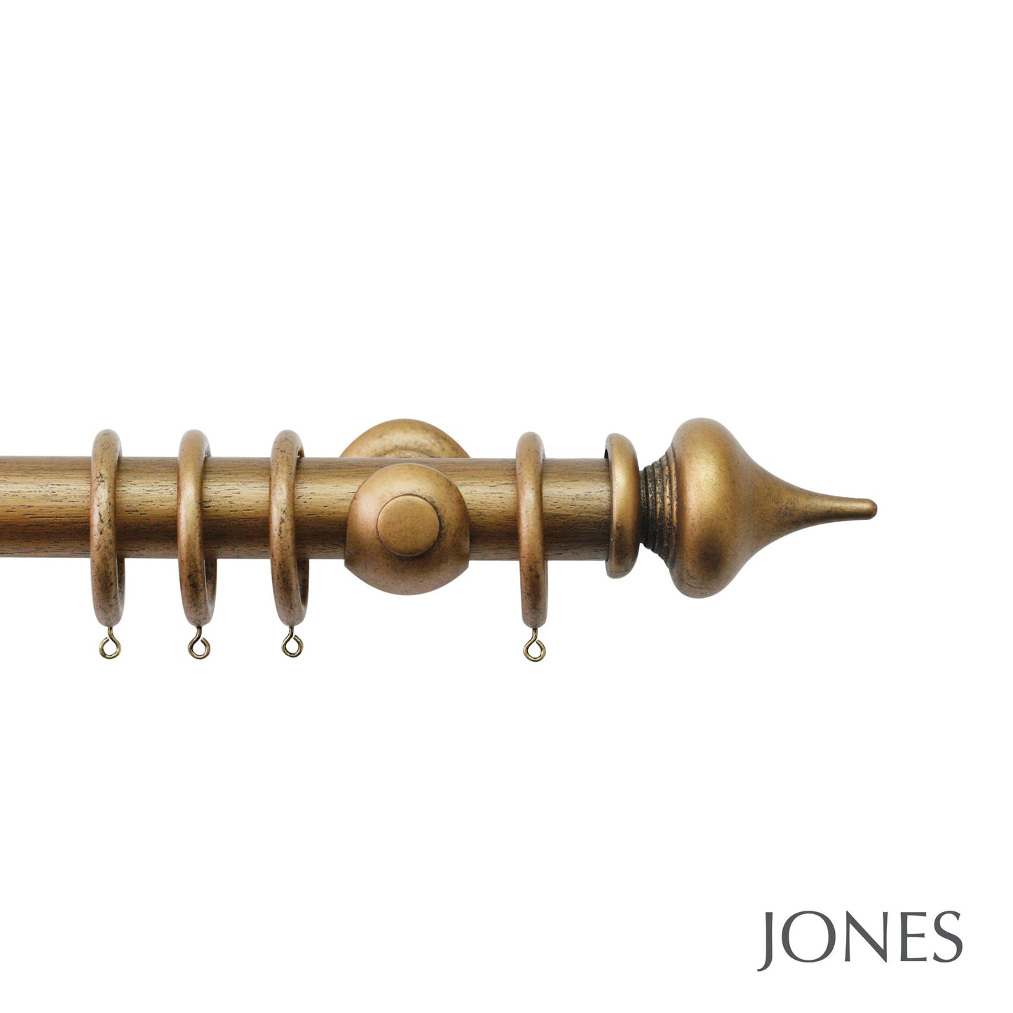 Jones Hardwick Minaret 40mm Wooden Curtain Pole - Antique Gold