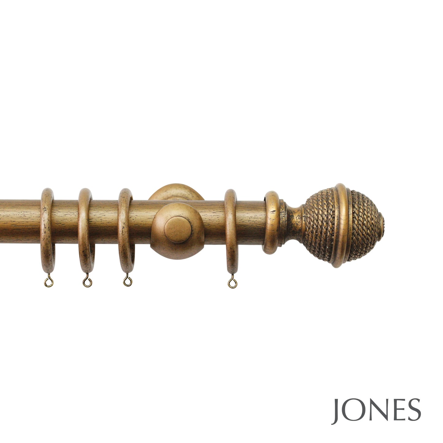 Jones Hardwick Woven Rope 40mm Wooden Curtain Pole - Antique Gold