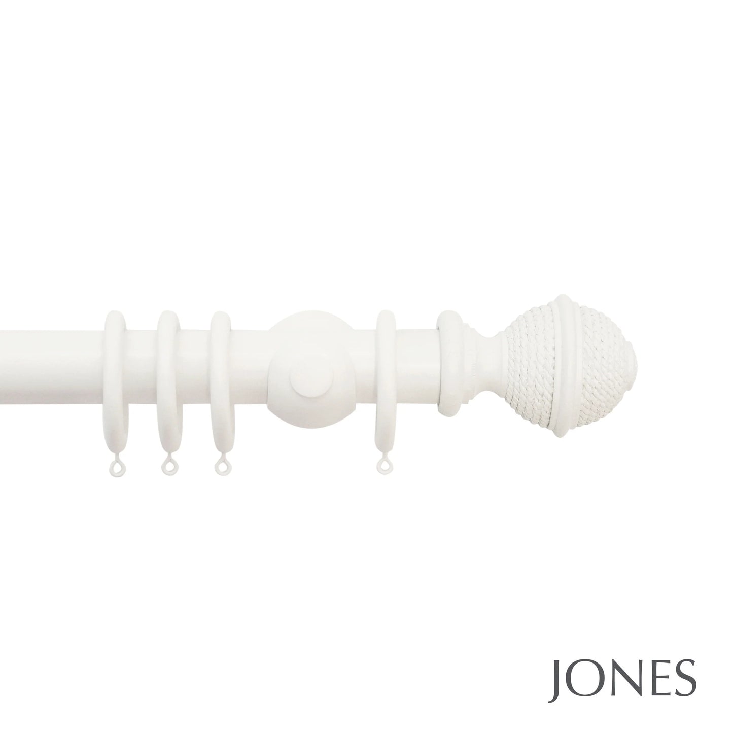 Jones Hardwick Woven Rope 40mm Wooden Curtain Pole - Cotton