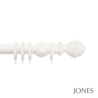 Jones Hardwick Woven Rope 40mm Wooden Curtain Pole - Cotton
