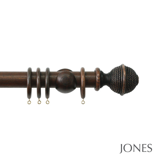 Jones Hardwick Woven Rope 40mm Wooden Curtain Pole - Oak
