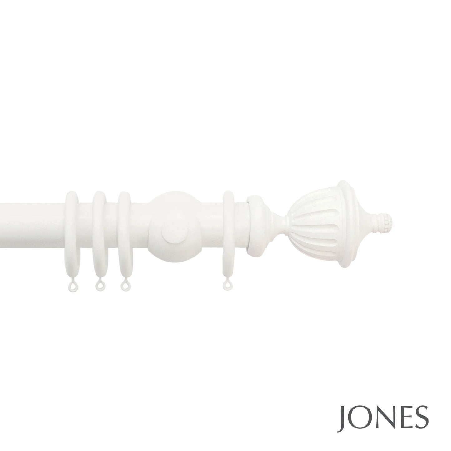 Jones Seychelles Fluted Urn 40mm Wooden Curtain Pole - Cotton