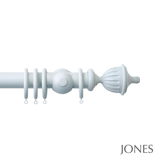 Jones Seychelles Fluted Urn 40mm Wooden Curtain Pole - Mist