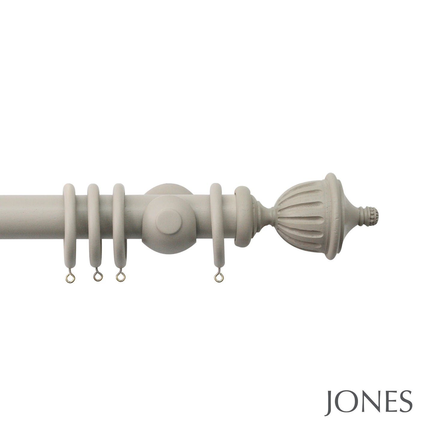 Jones Seychelles Fluted Urn 40mm Wooden Curtain Pole - Truffle