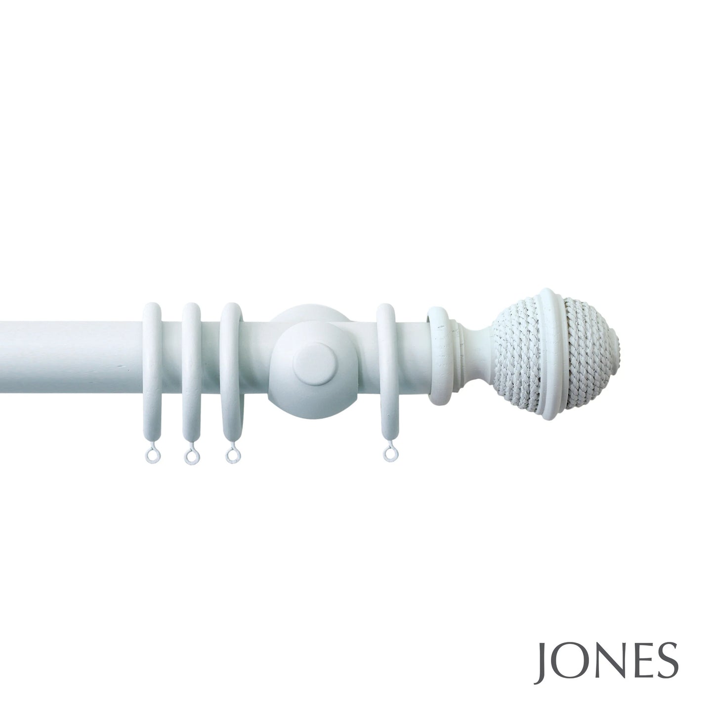 Jones Seychelles Woven Rope 40mm Wooden Curtain Pole - Mist