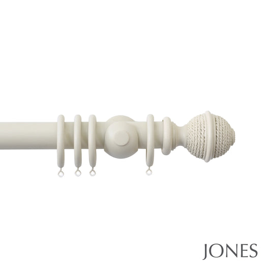 Jones Seychelles Woven Rope 40mm Wooden Curtain Pole - Sand