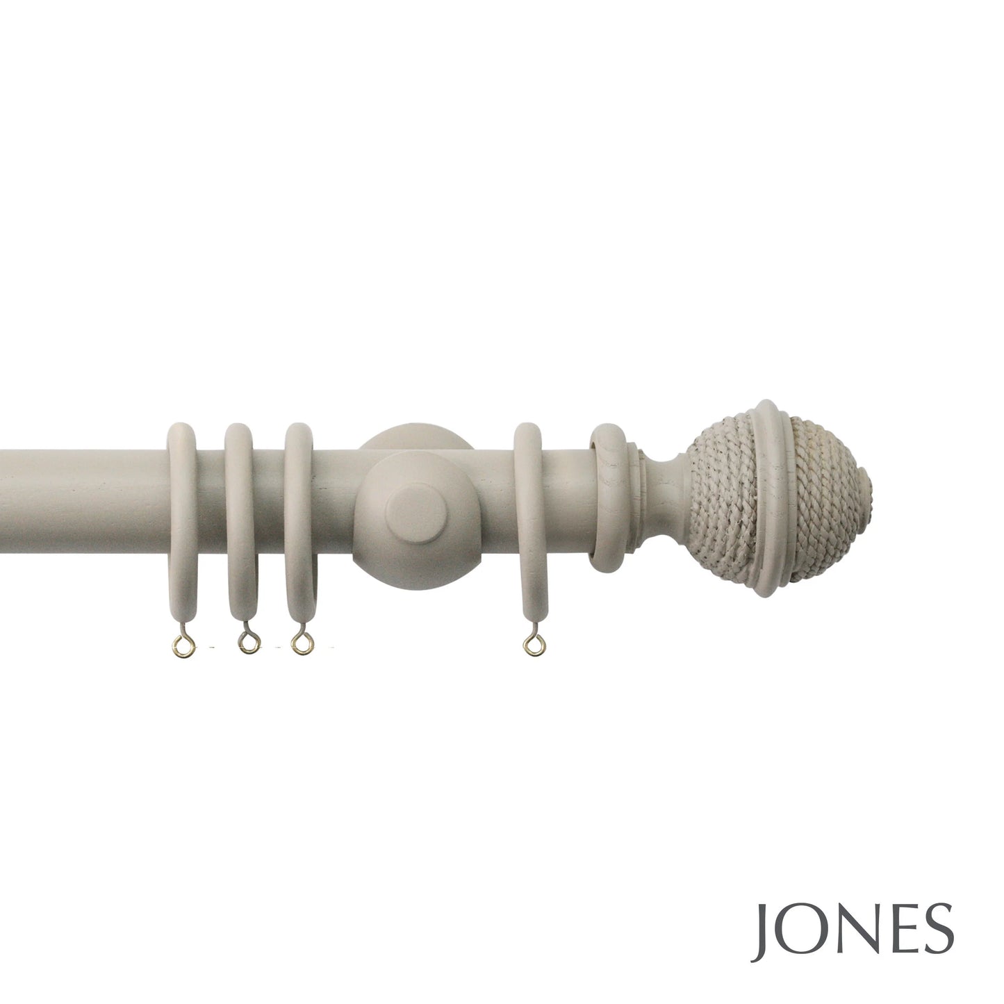 Jones Seychelles Woven Rope 40mm Wooden Curtain Pole - Truffle