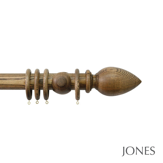 Jones Oakham Cone 50mm Wooden Curtain Pole - Light Oak