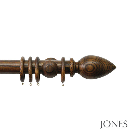 Jones Oakham Cone 50mm Wooden Curtain Pole - Medium Oak