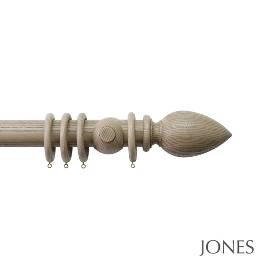 Jones Oakham Cone 50mm Wooden Curtain Pole - Truffle