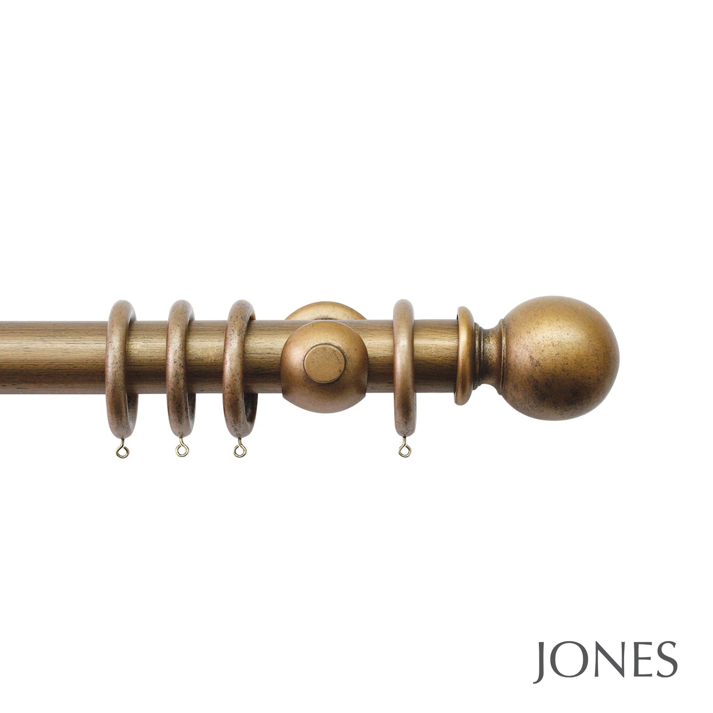 Jones Florentine Ball 48mm Wooden Curtain Pole - Antique Gold