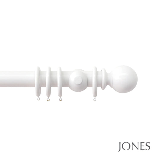 Jones Estate Ball 48mm Wooden Curtain Pole - Alabaster