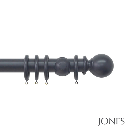 Jones Estate Ball 48mm Wooden Curtain Pole - Basalt