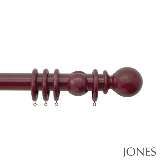 Jones Estate Ball 48mm Wooden Curtain Pole - Claret