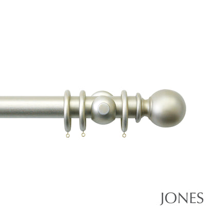 Jones Florentine Ball 48mm Wooden Curtain Pole - Champagne Silver