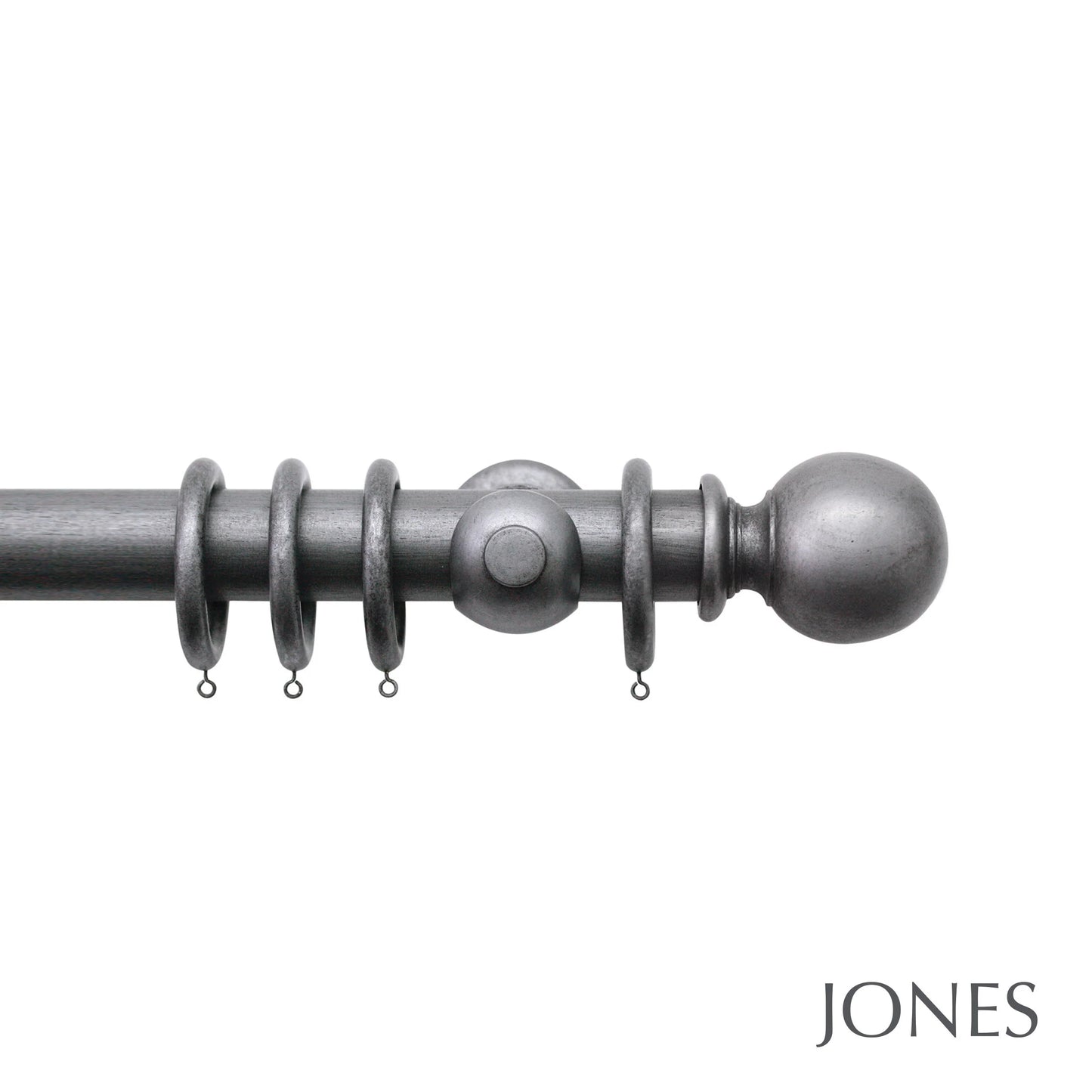 Jones Florentine Ball 48mm Wooden Curtain Pole - Pewter