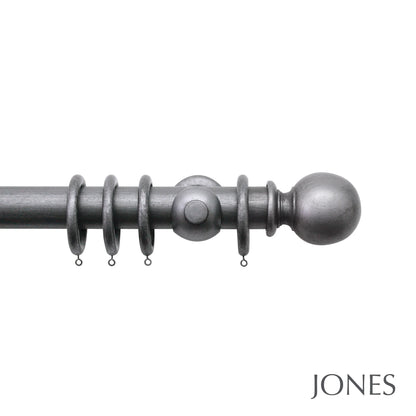 Jones Florentine Ball 48mm Wooden Curtain Pole - Pewter