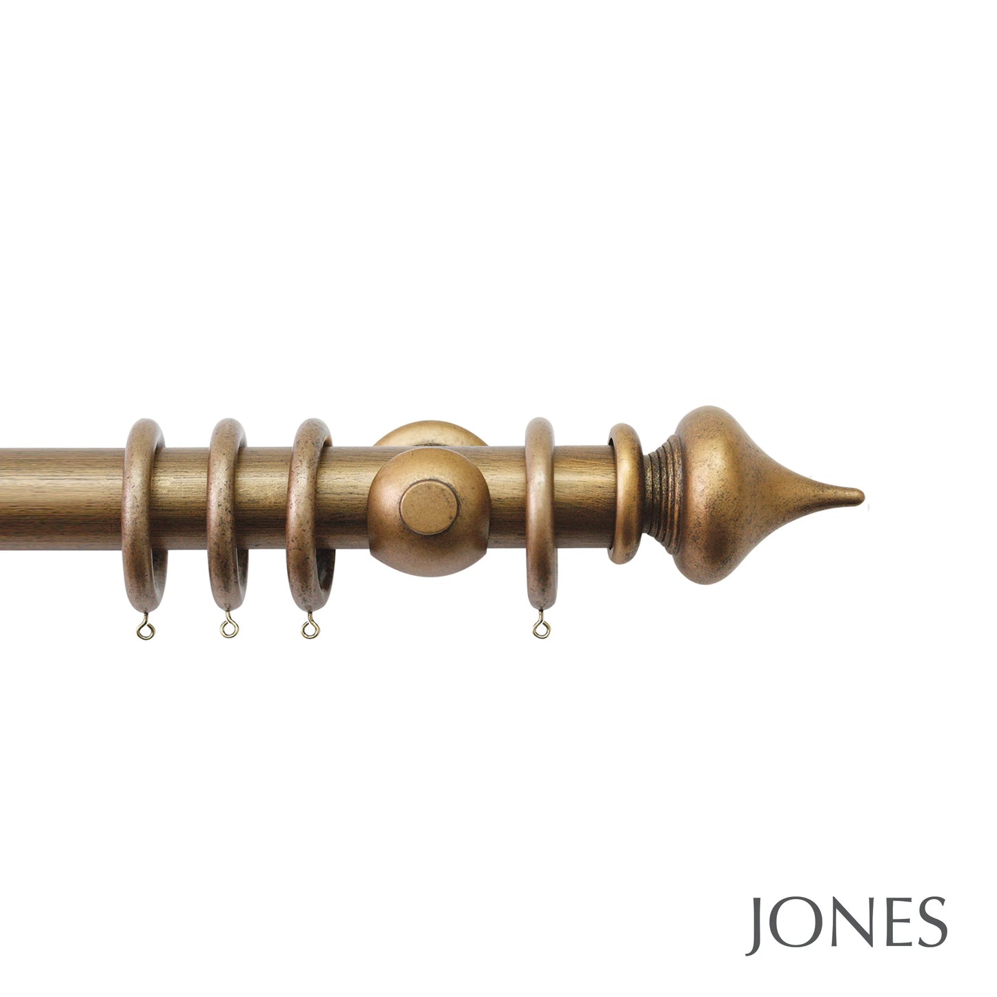 Jones Florentine Minaret 48mm Wooden Curtain Pole - Antique Gold