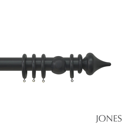 Jones Estate Minaret 48mm Wooden Curtain Pole - Charcoal
