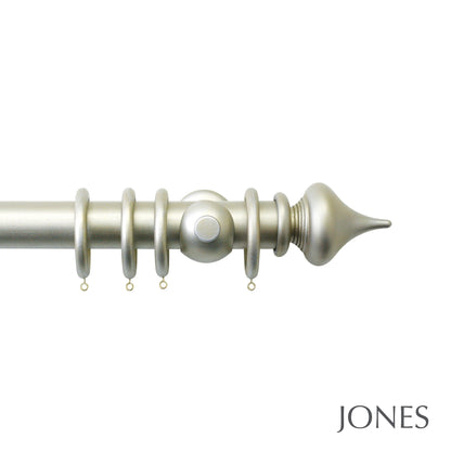 Jones Florentine Minaret 48mm Wooden Curtain Pole - Champagne Silver
