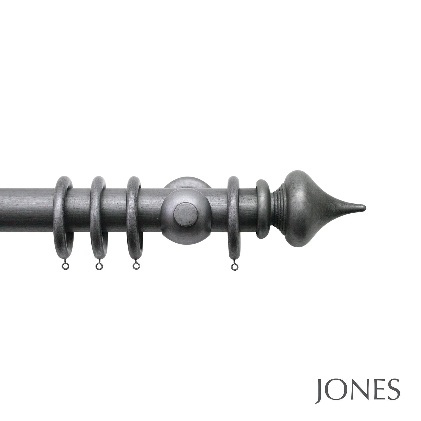 Jones Florentine Minaret 48mm Wooden Curtain Pole - Pewter