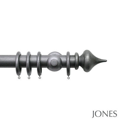 Jones Florentine Minaret 48mm Wooden Curtain Pole - Pewter