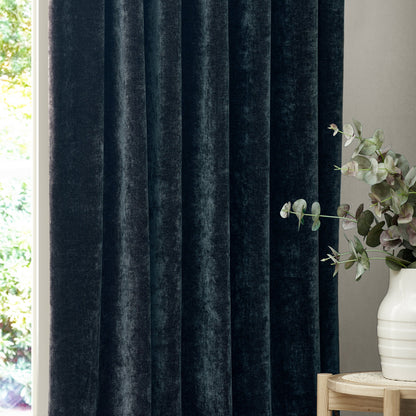 Yard Heavy Chenille Blackout Pencil Pleat Curtains - Navy